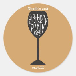 VERJAARDAGSFEEST Wijnglas ELKE KLEUR Stickers