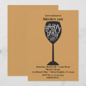 VERJAARDAGSFEEST Wijnglas ELKE KLEUR Uitnodigingen (Voorkant / Achterkant)