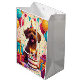 Verjaardagsfeest Wirehaired Pointing Griffon Medium Cadeauzakje (Achterkant Gekanteld)