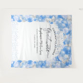 Verjaardagsfeest Witte Blauwe Ballonnen Slinger Wandkleed (Voorkant (horizontaal))