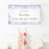 Verjaardagsfeest witte violette lavendelnaam spandoek (Insitu)