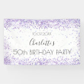 Verjaardagsfeest witte violette lavendelnaam spandoek (Horizontaal)