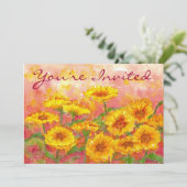 Verjaardagsfeest Yellow Marigold Waterverf Flowers Kaart (Staand voorkant)