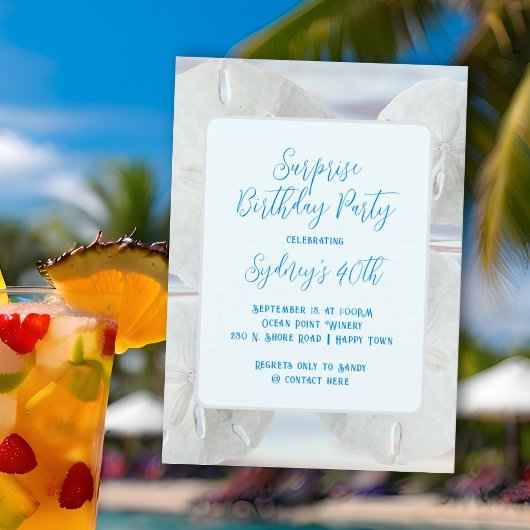 Verjaardagsfeest Zanddollars Uitnodiging