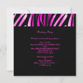 Verjaardagsfeest Zebra Heet Roze Dierprint Zwart Kaart (Achterkant)
