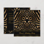 Verjaardagsfeest Zebra Zwart Goud Afrika Wild Kaart (Voorkant / Achterkant)