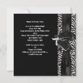 Verjaardagsfeest Zebra Zwart Wit Strik Kaart (Achterkant)