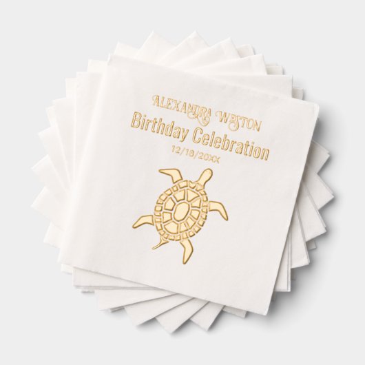 Verjaardagsfeest Zeeschildpad Feest #2 Naam Datum Folie Servetten (Insitu (Gestapeld))