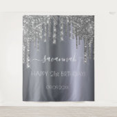 Verjaardagsfeest zilver glitters glamour glans mei wandkleed (Voorkant)