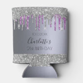 Verjaardagsfeest zilver glitters paars glans glamo blikjeskoeler (Achterkant)