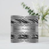 Verjaardagsfeest Zilver Zebra Diamant Kaart (Staand voorkant)