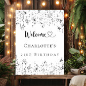 Verjaardagsfeest zilveren sterren welkom poster