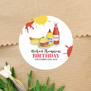 Verjaardagsfeest Zomer BBQ Custom Ronde Sticker
