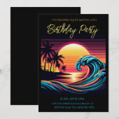 Verjaardagsfeest-zonsondergang Retro Surf Wave Kaart (Voorkant / Achterkant)