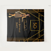 Verjaardagsfeest zwart goud 1920 art deco retro wandkleed (Voorkant (horizontaal))