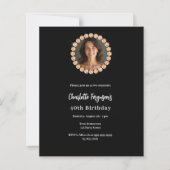 Verjaardagsfeest zwart goud diamant foto uitnodigi (Voorkant)
