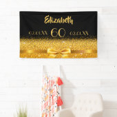 Verjaardagsfeest zwart goud elegante naam spandoek (Insitu)