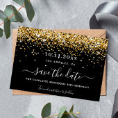 Verjaardagsfeest zwart goud glitters elegant bewaa save the date