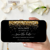Verjaardagsfeest zwart goud glitters elegant bewaa save the date