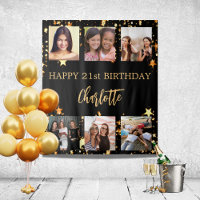 Verjaardagsfeest zwart goud sterren foto collage
