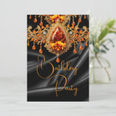 Verjaardagsfeest Zwart Goud Zijde Sinaasappels juw Kaart (Staand voorkant)