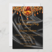 Verjaardagsfeest Zwart Goud Zijde Sinaasappels juw Kaart (Achterkant)