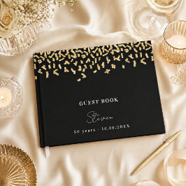 Verjaardagsfeest zwart gouden confetti gastenboek