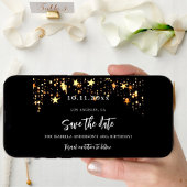 Verjaardagsfeest zwart gouden sterren save the dat date