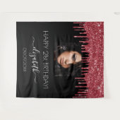 Verjaardagsfeest zwart rood glitters glazuur foto wandkleed (Voorkant (horizontaal))