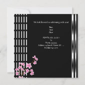 Verjaardagsfeest Zwart Wit Aziatisch Roze Bloesem Kaart (Achterkant)