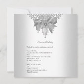 Verjaardagsfeest Zwart Zilver Wit Diamant Boog Kaart (Achterkant)