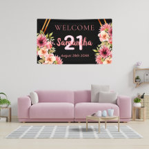 Verjaardagsfeest zwarte blush roze bloemen