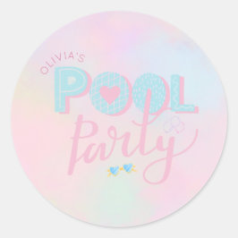 Verjaardagsfeest zwembadfeest voor elke leeftijd ronde sticker