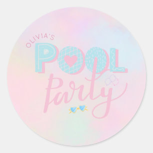 Verjaardagsfeest zwembadfeest voor elke leeftijd ronde sticker