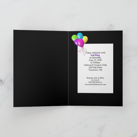 Verjaardagsfeestballon bos kaart (Binnen)