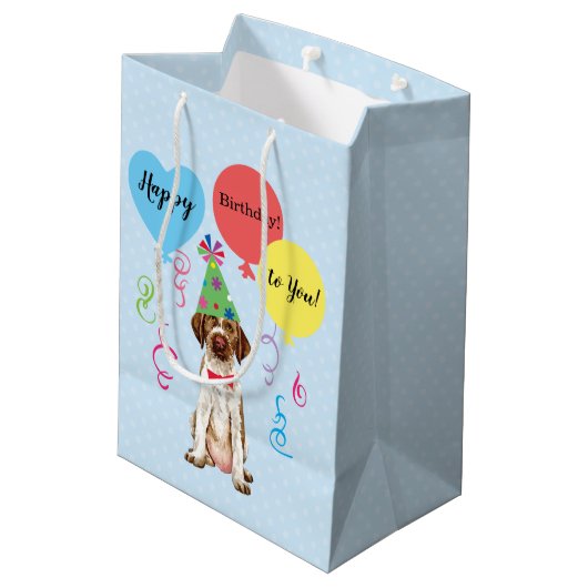 Verjaardagsfeestballonnen Duitse draadstoel aanwij Medium Cadeauzakje (Achterkant Gekanteld)