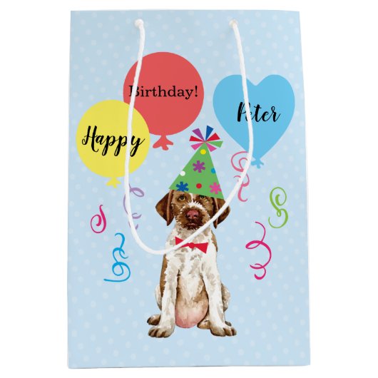 Verjaardagsfeestballonnen Duitse draadstoel aanwij Medium Cadeauzakje (Voorkant)