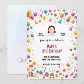 Verjaardagsfeestballonnen en cadeaus gepersonalise kaart (Voorkant / Achterkant)