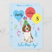 Verjaardagsfeestballonnen Engels Springer Spaniël Kaart (Voorkant / Achterkant)