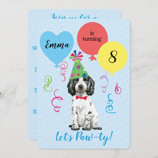 Verjaardagsfeestballonnen Engelse Cocker Spaniel Kaart (Voorkant / Achterkant)