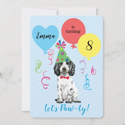 Verjaardagsfeestballonnen Engelse Cocker Spaniel Kaart (Voorkant)