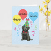 Verjaardagsfeestballonnen Flat-Coated Retriever Kaart (Gele Bloem)