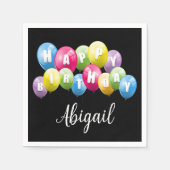 Verjaardagsfeestballonnen met naam servet (Voorkant)
