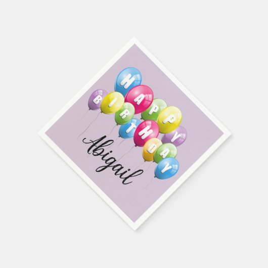 Verjaardagsfeestballonnen met naam servet (Hoek)