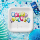 Verjaardagsfeestballonnen op wit papieren bordje (Feest)