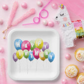 Verjaardagsfeestballonnen op wit papieren bordje (Feest)