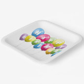 Verjaardagsfeestballonnen op wit papieren bordje (Gebogen)