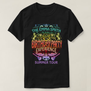 Verjaardagsfeestband Retro 70s Concert Logo Neon T-shirt