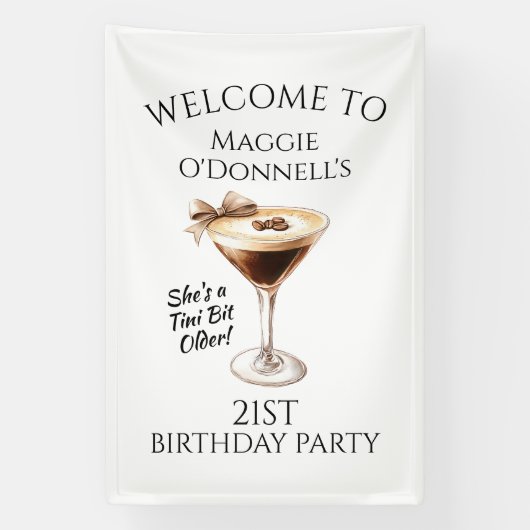 Verjaardagsfeestbanner 21ste Espresso Martini Spandoek (Verticaal)