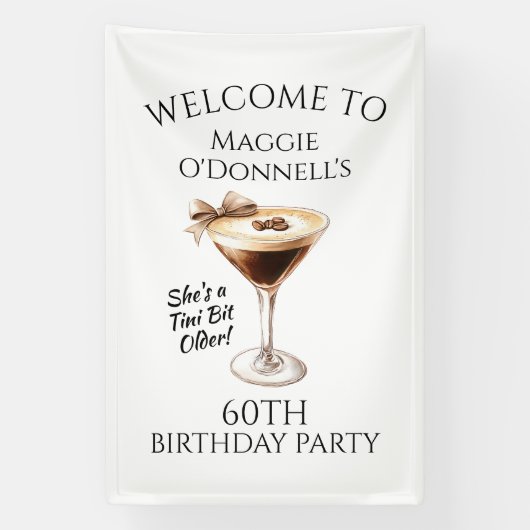 Verjaardagsfeestbanner 60ste Espresso Martini Spandoek (Verticaal)